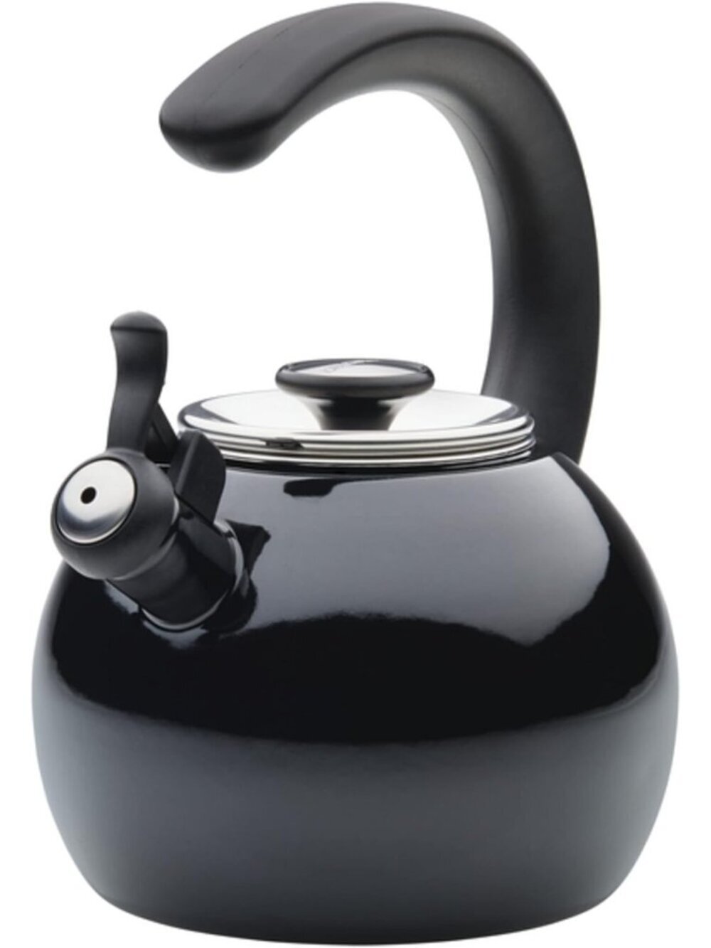 Black Whistling Tea kettle 2-Quart Stainless Steel with Flip-Up Spout Stovetop